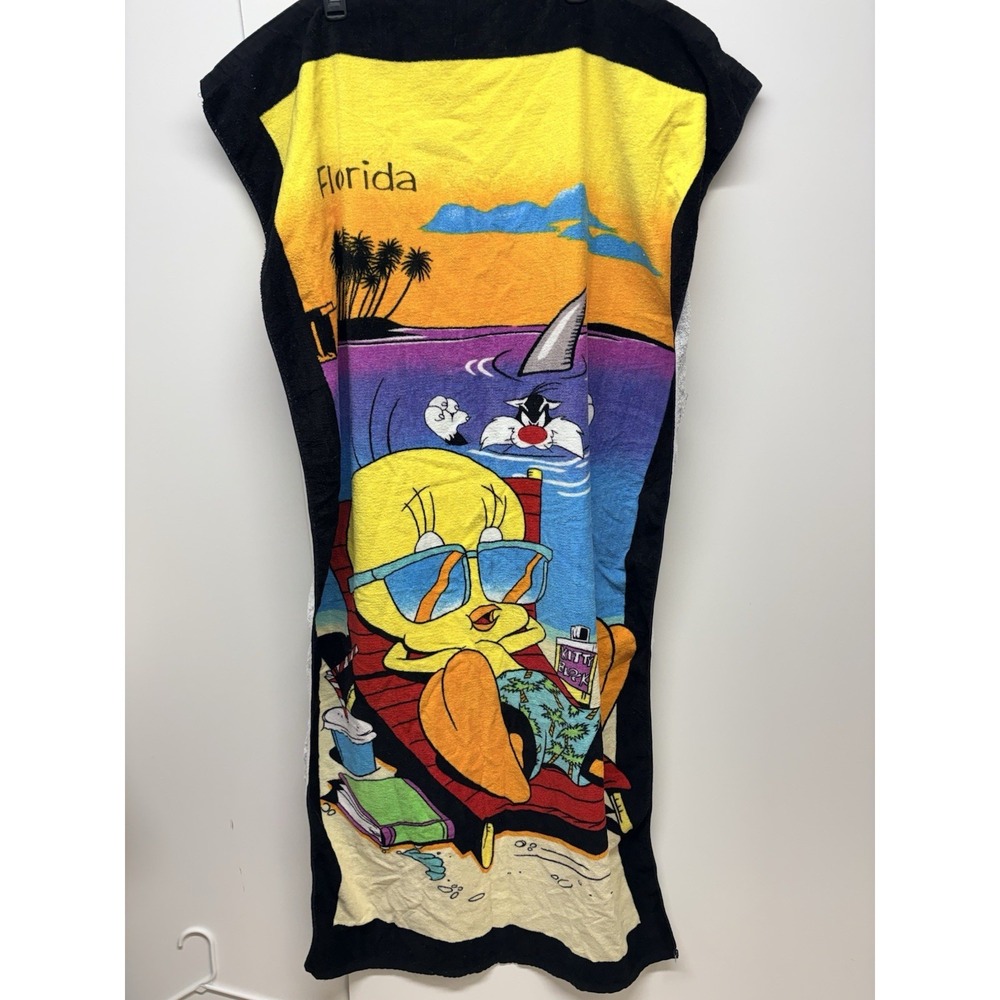 Vintage 1998 Tweety Bird‎ Beach Towel Looney Tunes Florida Cotton